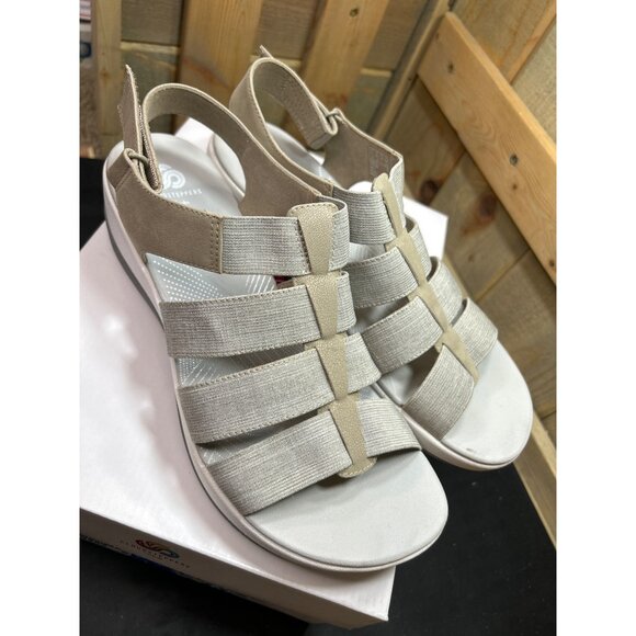 Clarks Cloudsteppers Womens Sandals 9.5W Sand Elastic Straps - Picture 2 of 9